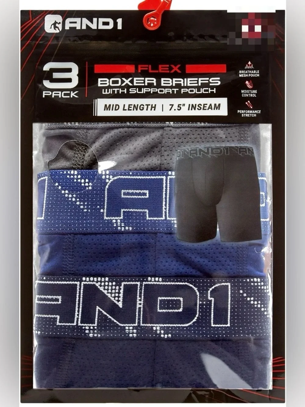 2 AND1 Men’s Underwear Flex Mid Length Boxer Briefs, 3 Pack